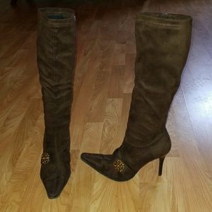 Amanda Smith faux brown suede heeled boots